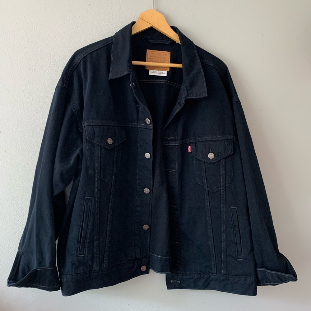 Black Levis Denim Trucker Jacket Size XL Like New